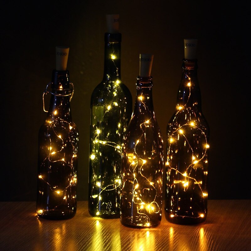 2m Wine Bottle String Lights 6pcs 20 LEDs Warm White White Red Creative Decoration for Party Holidays Christmas Tree Light up2