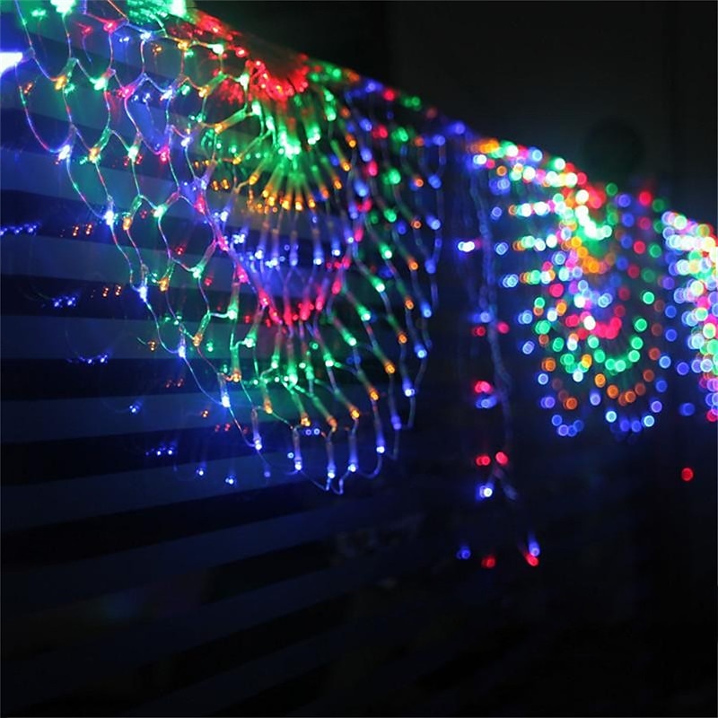 3.5M 3xPeacock Mesh Net LED String Lights Christmas New Year's Décor Flexible Net String Colorful Lighting for Outdoor Patio Lawn Tree Decor Lamp Holiday Light AC110V 220V Waterproof4