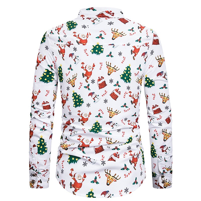 Christmas Men's Christmas Scene Printed Shirts Tree Snowflake Collar Photo Color Yellow Purple Green Outdoor Holiday Long Sleeve Print Clothing Apparel Fashion Designer Casual3