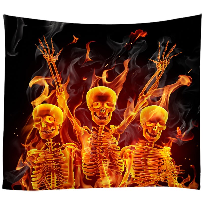 Skeleton Wall Tapestry Art Decor Blanket Curtain Picnic Tablecloth Hanging Home Bedroom Living Room Dorm Decoration Psychedelic Skull Haunted Scary4