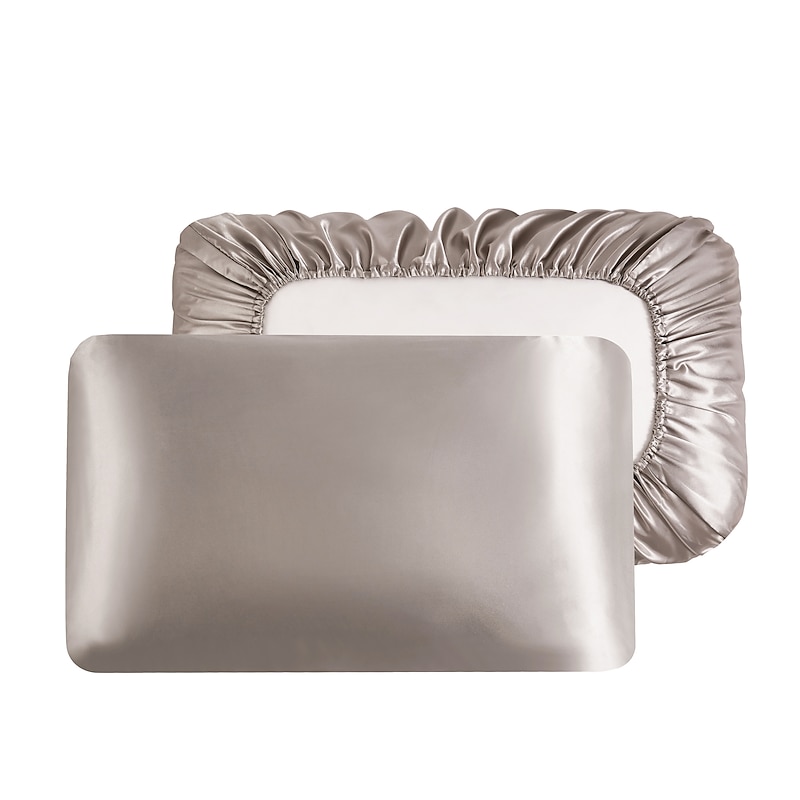 Luxury Satin Pillowcase for Hair Standard Satin Pillowcase with Elastic Band, Pillowcase Set of 2 Suit2