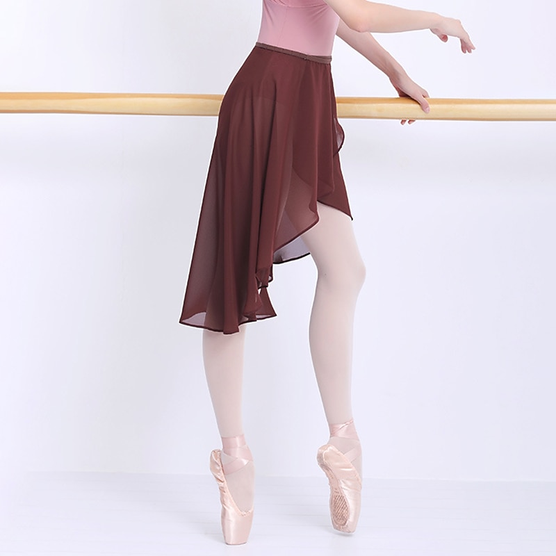 Breathable Ballet Skirts Metallic Buckle Ruching Solid Women's Training Performance High Polyester3