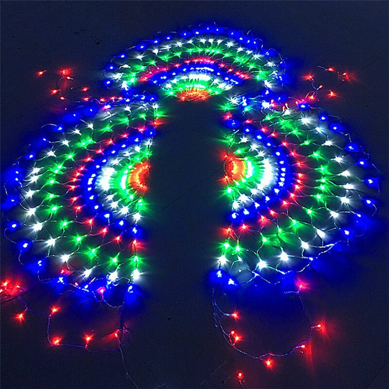 3.5M 3xPeacock Mesh Net LED String Lights Christmas New Year's Décor Flexible Net String Colorful Lighting for Outdoor Patio Lawn Tree Decor Lamp Holiday Light AC110V 220V Waterproof2