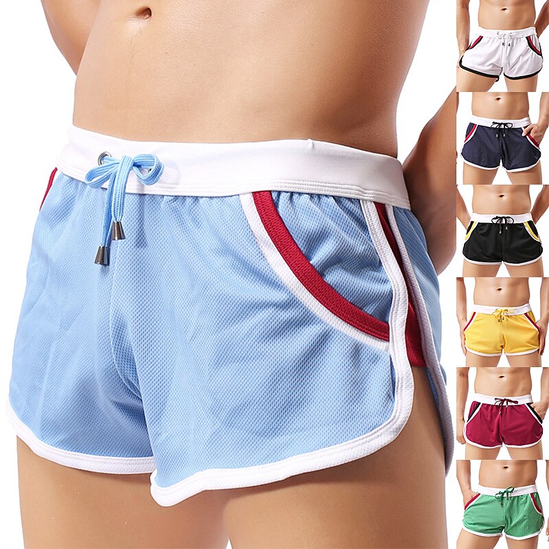 Men's Running Shorts Athletic Shorts Drawstring with White Trim Bottoms Outdoor Home Cotton Breathable Comfortable Gym Workout Exercise & Fitness Leisure Sports Sportswear Activewear Fashion Black2