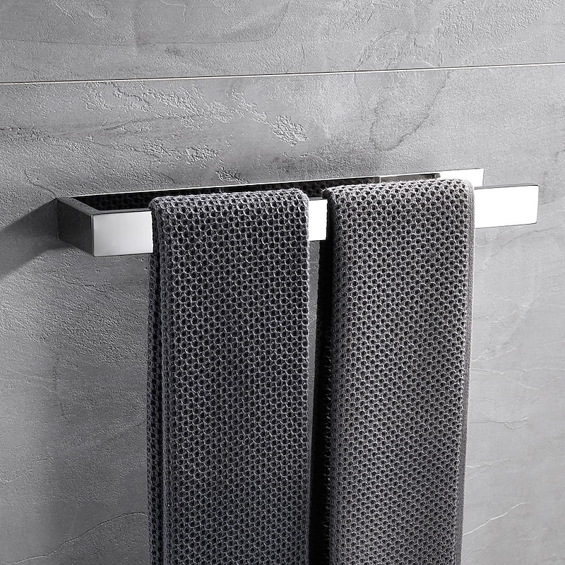 Towel Bar,Self Adhesive Wall Mounted 304 Stainless Steel Single Bar Matte Black Silvery Bathroom & Kitchen Decoration3