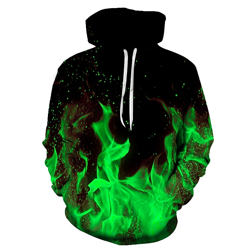 Men's Graphic Hellfire Flames Flame Hoodie Hoodies Sweatshirt Party Casual Long Sleeve Hooded Club Weekend Blue Fuchsia Designer3