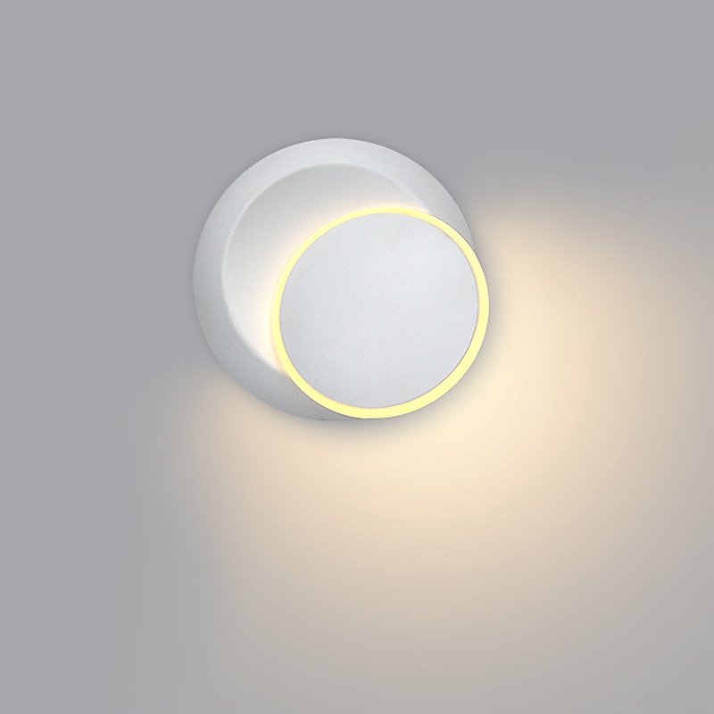 Lightinthebox Nordic Simple LED Wall Lamp Round Bedside Eclipse Wall Lamp 360 Rotation Black And White Decoration Living Room Background Wall Stair Lamp