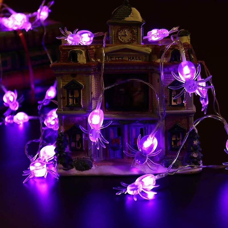 Halloween Lights Spider String Lights 10 LED Purple Spiders 1.5m 4.9ft LED Toys Halloween Ghost Festival Horror Decoration Supplies for Party Costumes3