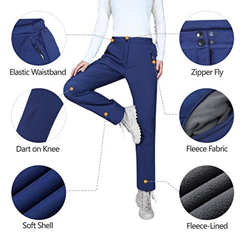 women's idra fleece lined pants outdoor softshell waterproof insulated hiking ski snow warm trousers3