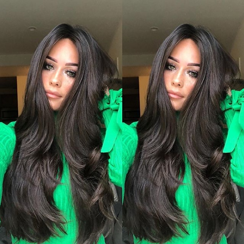 Black Wigs For Women Synthetic Wig Body Wave Middle Part Wig Long Very Long Black Synthetic Hair 26 Inch Women's Middle Part Party Fluffy Black