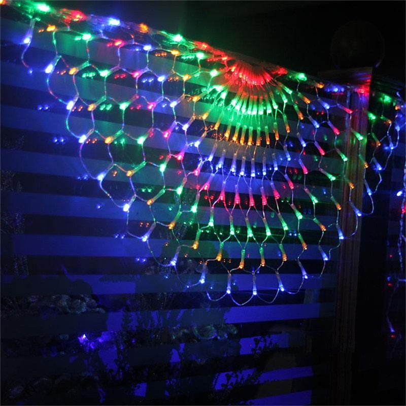 3.5M 3xPeacock Mesh Net LED String Lights Christmas New Year's Décor Flexible Net String Colorful Lighting for Outdoor Patio Lawn Tree Decor Lamp Holiday Light AC110V 220V Waterproof3