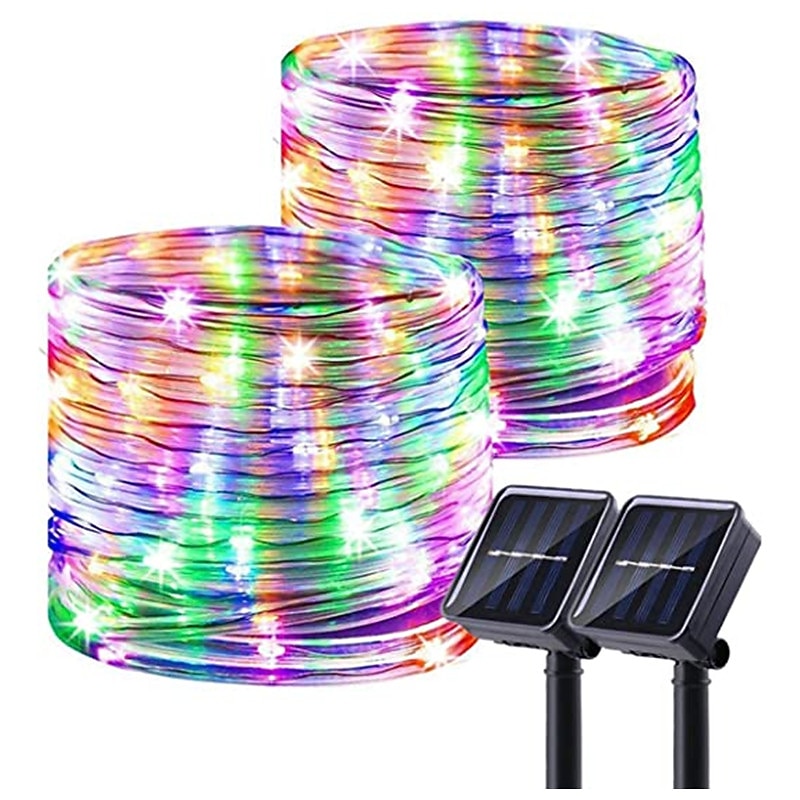 Solar Rope Lights Outdoor Waterproof 2pcs 1pcs Rope Tube 12m 100 leds String Lights Outdoor Fairy Holiday Christmas Party Solar Garden Light Waterproof luz solar4