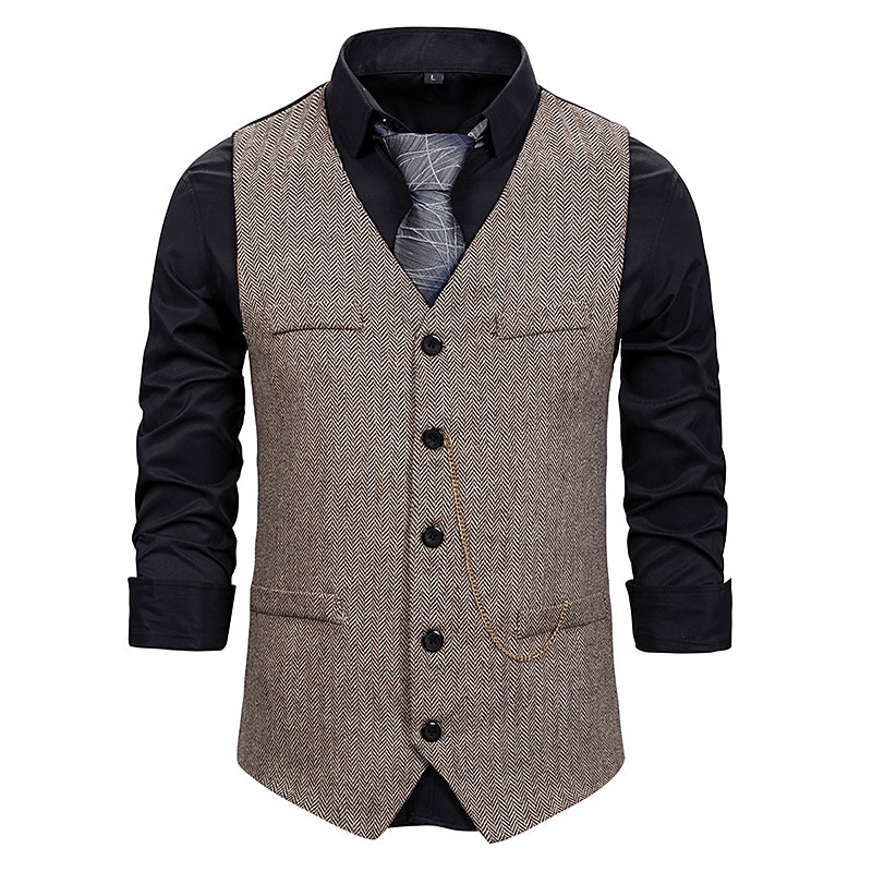 Classical Retro Vintage 1920s Vest Waistcoat The Great Gatsby Groomsmen Fancy Dress Men's Carnival Masquerade Wedding Party Wedding Guest Adults' Vest Spring Fall3