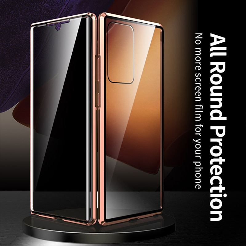 Phone Case For Samsung Galaxy S25 Edge S24 S23 S22 S21 Ultra Plus S20 Magnetic Adsorption Full Body Protective Anti peep Shockproof Transparent Privacy Tempered Glass