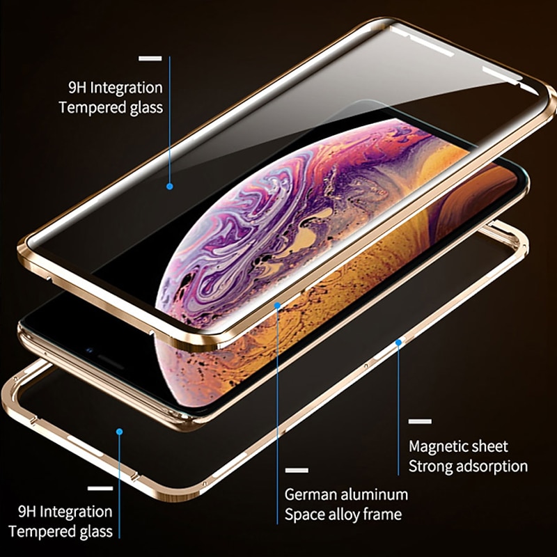 Phone Case For iPhone 17 Pro Max 17 Air 16 15 14 Pro Max Plus 13 12 11 Pro Max Mini Magnetic Adsorption Full Body Protective Double Sided Shockproof Tempered Glass Metal2