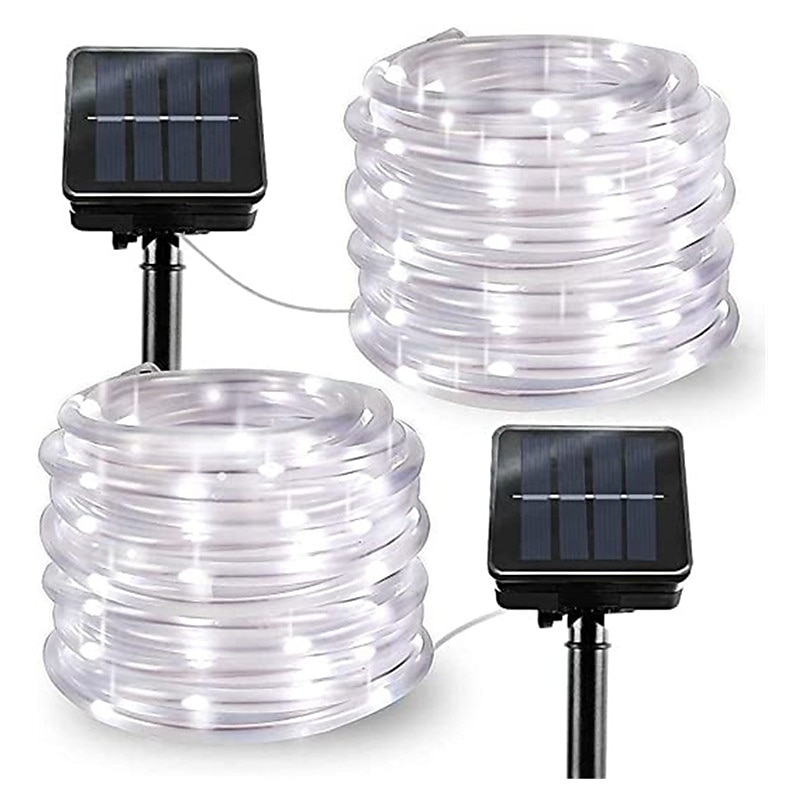 Solar Rope Lights Outdoor Waterproof 2pcs 1pcs Rope Tube 12m 100 leds String Lights Outdoor Fairy Holiday Christmas Party Solar Garden Light Waterproof luz solar3