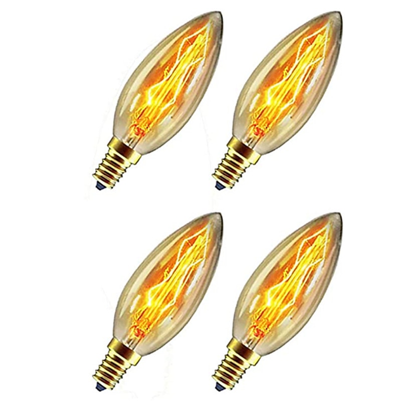 10pcs 6pcs 4pcs 40W Vintage Edison Light Bulbs Antique Incandescent Bulb E14 C35 Candle Pendant Light Warm Yellow 2200-2700k Retro Dimmable Decorative 220-240V2