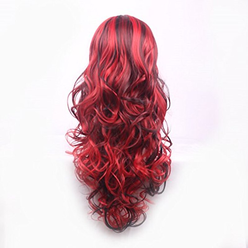 Cosplay  Wig Wavy Middle Part Wig Photo Color Mix Pink Blue Purple Mixed Blue Pink A11 Dark Brown / Golden Blonde Synthetic Hair Women's Red Halloween Wigs4