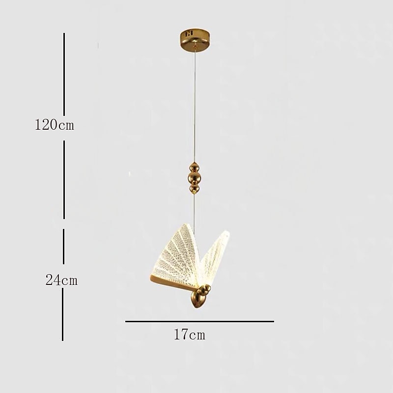 17 cm Butterfly Shape Chandelier Gold Pendant Light LED Single Design Acrylic Modern Artistic Gift for Family Friends 110-120V 220-240V2