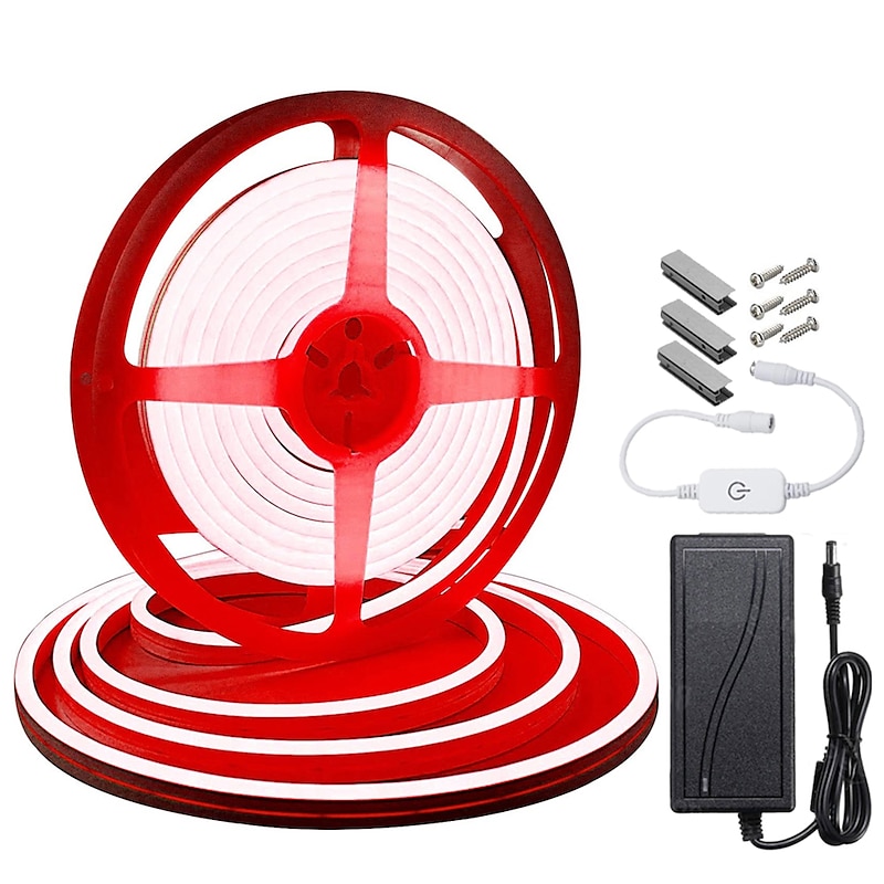 Neon LED Strip Lights 1M 2M 3M 4M 5M Multicolor 2835 SMD LED IP65 Waterproof Flexible Silicone Rope Light with DC12V Adapter and Touch Dimmer Switch Kit for Indoor Outdoor Home Decoration3