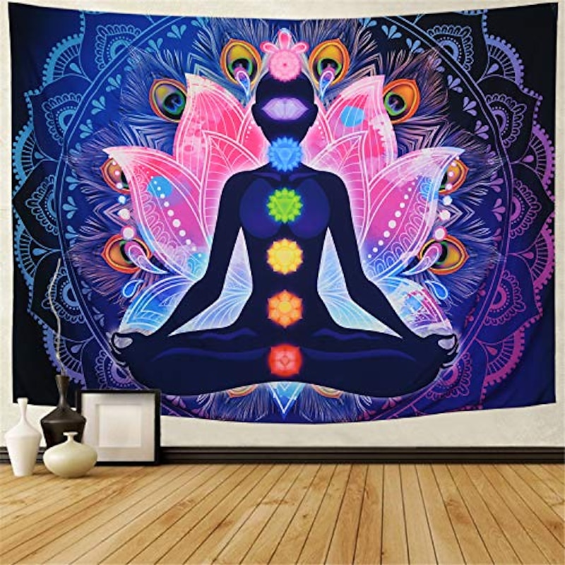seven chakra tapestry yoga meditation wall tapestry colorful mandala tapestry indian hippie chakra tapestry wall hanging for studio room