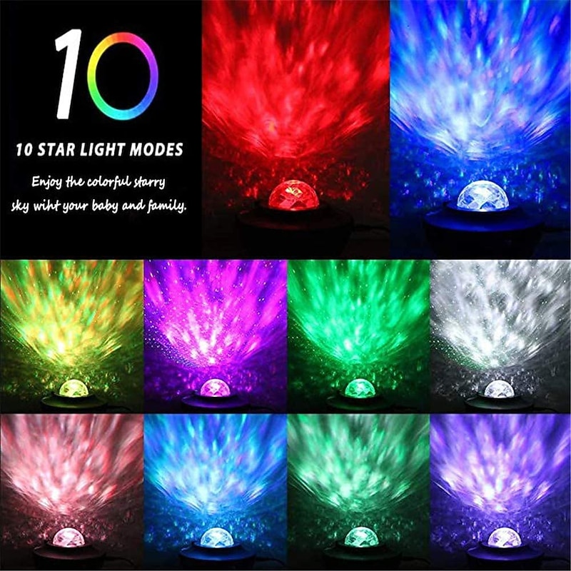 LED Galaxy Projector Night Light Ocean Wave Star Projection with Bluetooth Music Speaker Remote Control 10 Colors 21 Lighting Modes Brightness Levels Adjustable for Bedroom Gaming Room3