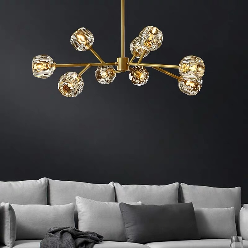 9 Heads 80 cm Gold Ceiling Lights Luxury Chandelier Made of Premium Copper Brass Modern Fashion 110-120V 220-240V