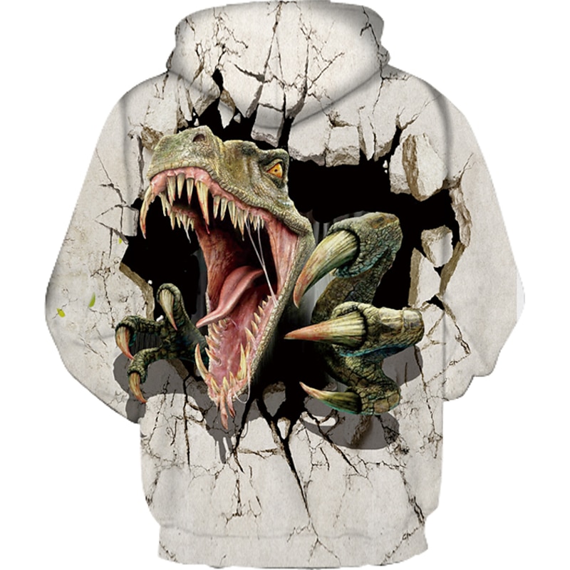 Kids Boys' Hoodie & Sweatshirt Dinosaur Geometric 3D Animal Print Long Sleeve Active Basic White3