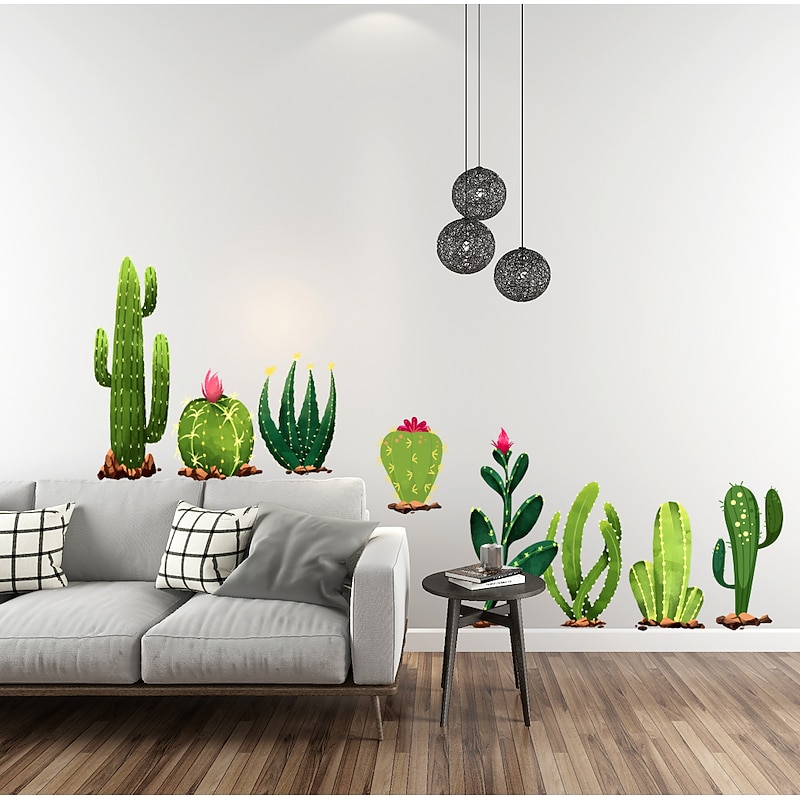 Vinyl DIY Cactus Wall Stickers Removable Waterproof Wallpaper Decals Art Easy Peel & Stick for Kids Room Living Room Bedroom 30X90CM3