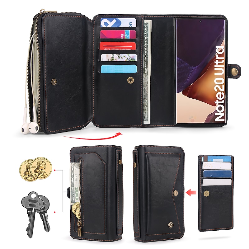 Phone Case For Samsung Galaxy S24 S23 S22 S21 Ultra Plus S20 Wallet Case Flip Full Body Protective Kickstand Solid Colored PU Leather2