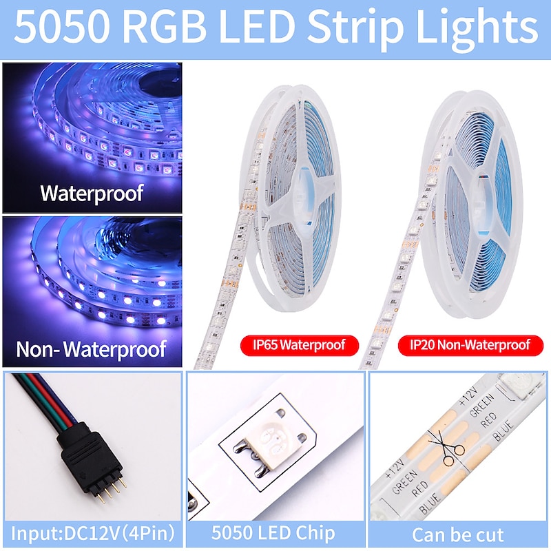 32.8Ft 10M LED Light Strips LED WiFi Wireless RGB Tiktok Lights LED Smart Waterproof 5050 with 24 Keys Remote Control Flexible Tape Lights Fits AlexaGoogle Home and 12V Adapter4