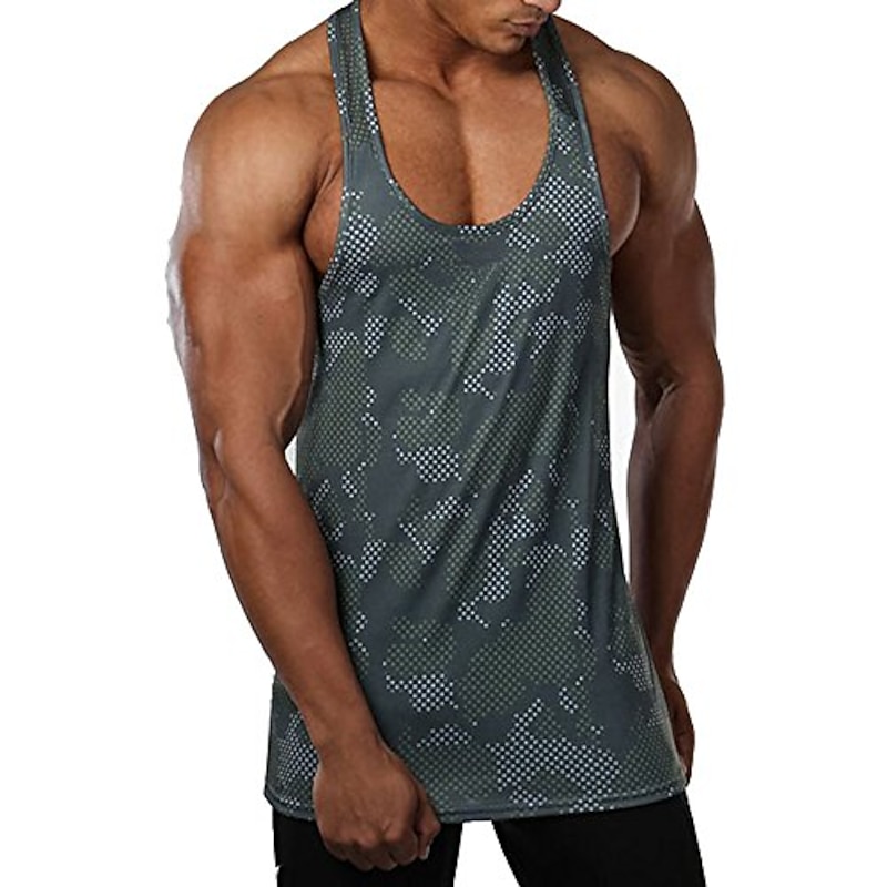 men muscle fitness gym stringer tank tops bodybuilding workout sleeveless shirts (camo blue, us medium(tag xl))