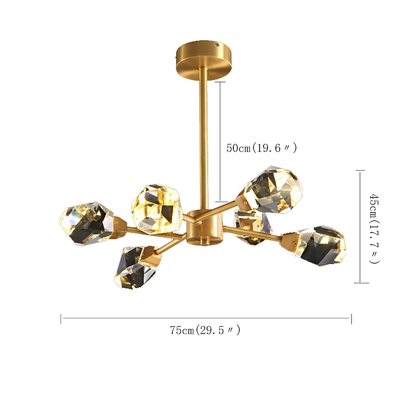 6 Head 75 cm Nordic Simple Living Room Ceiling Light Chandelier Post Modern Luxury Element Crystal Lamp Dining Room Bedroom Study Room3