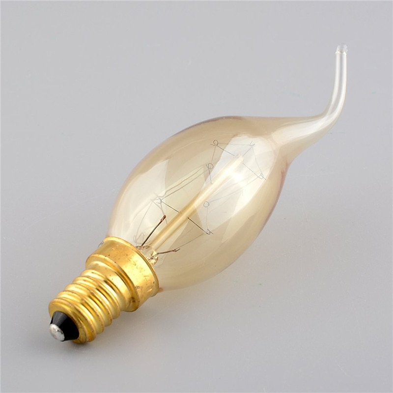 10pcs 6pcs 4pcs 40W Vintage Edison Light Bulbs Antique Incandescent Bulb E14 C35L Candle Pendant Light Warm Yellow 2200-2700k Retro Dimmable Decorative 220-240V3