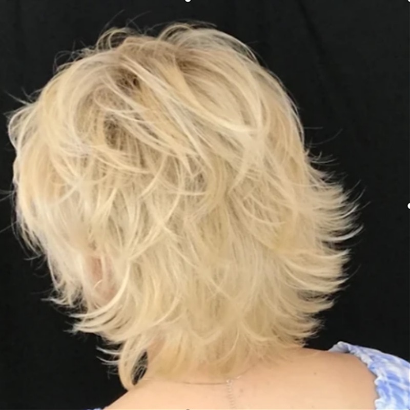 Synthetic Wig Curly Asymmetrical Wig Short Blonde Synthetic Hair 6 inch Women's Classic Exquisite Fluffy Blonde2