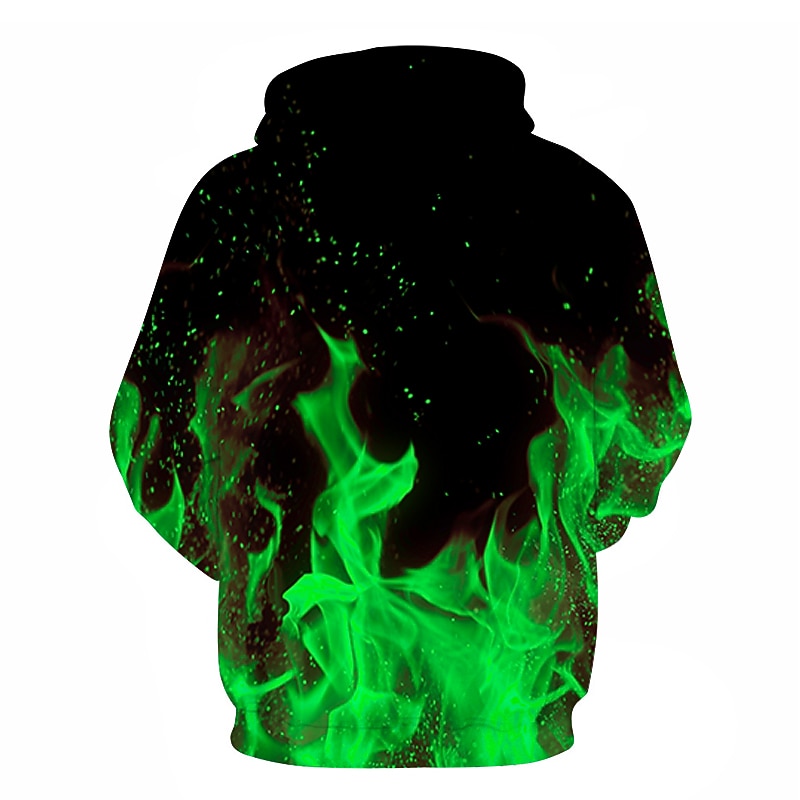 Men's Graphic Hellfire Flames Flame Hoodie Hoodies Sweatshirt Party Casual Long Sleeve Hooded Club Weekend Blue Fuchsia Designer4