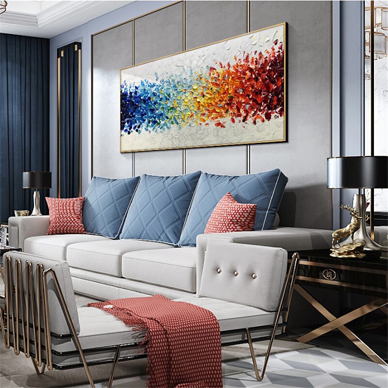 Oil Painting Hand Painted Horizontal Panoramic Abstract Still Life Modern Rolled Canvas (No Frame)4