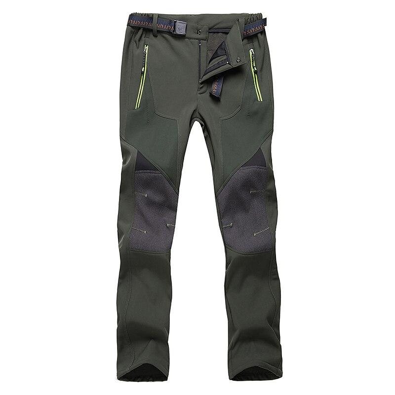 Men's Waterproof Hiking Pants Fleece Lined Pants Softshell Pants Winter Outdoor Thermal Warm Fleece Lining Waterproof Windproof Pants / Trousers Bottoms Black Army Green Camping / Hiking Hunting Ski4