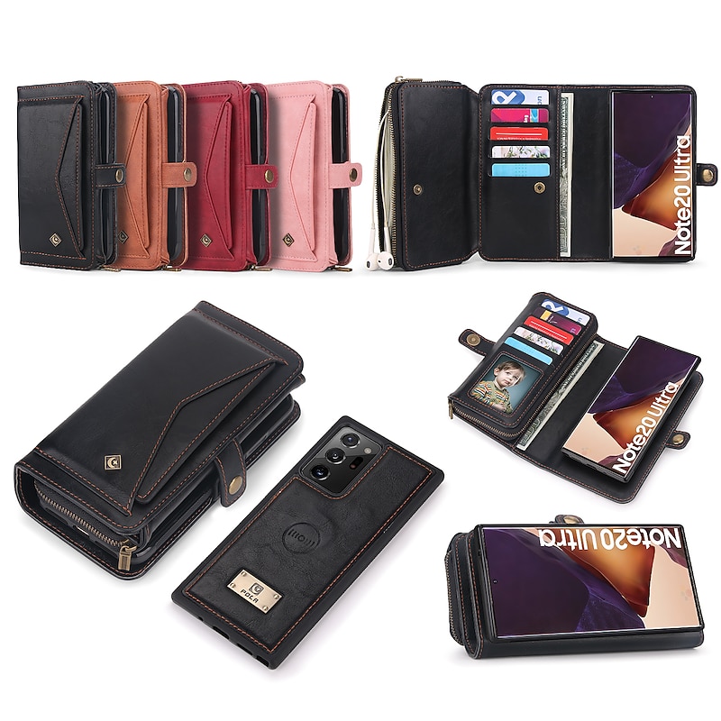 Phone Case For Samsung Galaxy S24 S23 S22 S21 Ultra Plus S20 Wallet Case Flip Full Body Protective Kickstand Solid Colored PU Leather