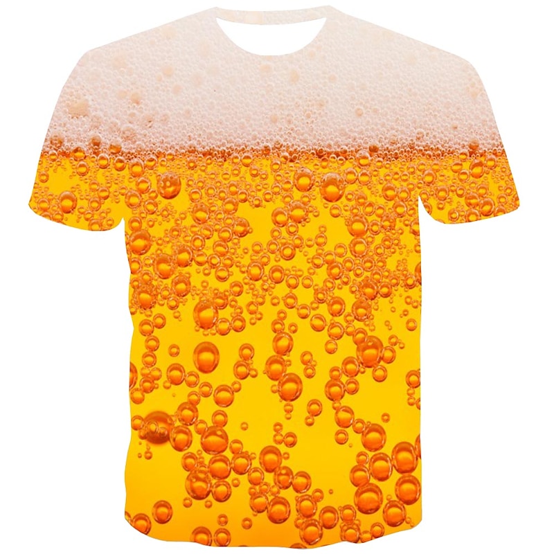 Men's Graphic Bubble Beer Shirt T Shirt Short Sleeve T shirt 3D Print Round Neck Shirt Streetwear Exaggerated Daily Going out Oktoberfest Light Green Red Blue Clothing Apparel Normal S M L XL XXL 3XL