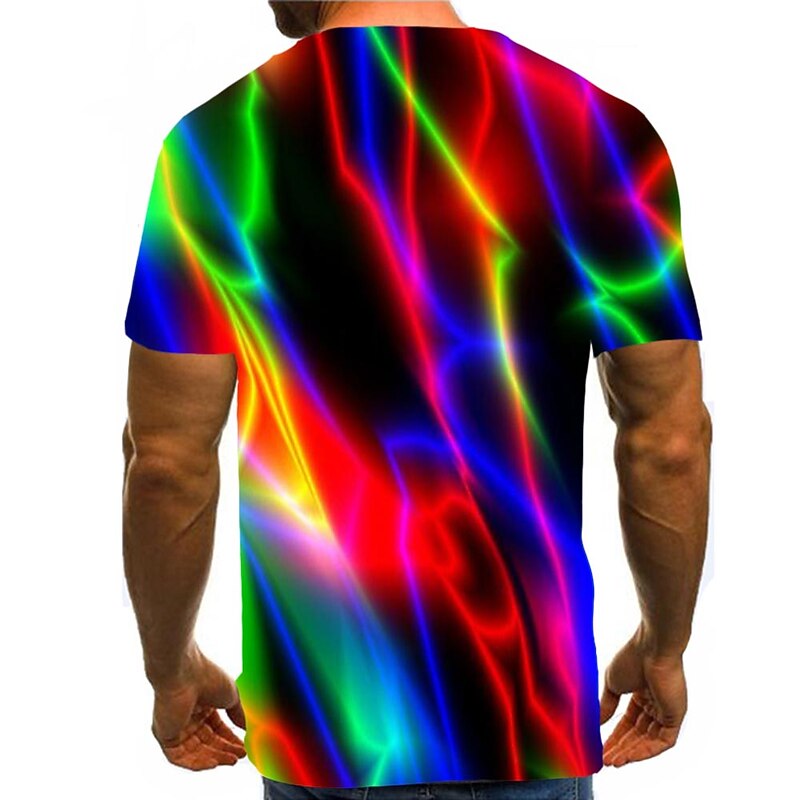 Men's Graphic Rainbow Shirt T Shirt Short Sleeve T shirt 3D Print Round Neck Shirt Streetwear Exaggerated Basic Daily Going out Black Red Blue Clothing Apparel Plus Size Normal S M L XL XXL 3XL 4XL2