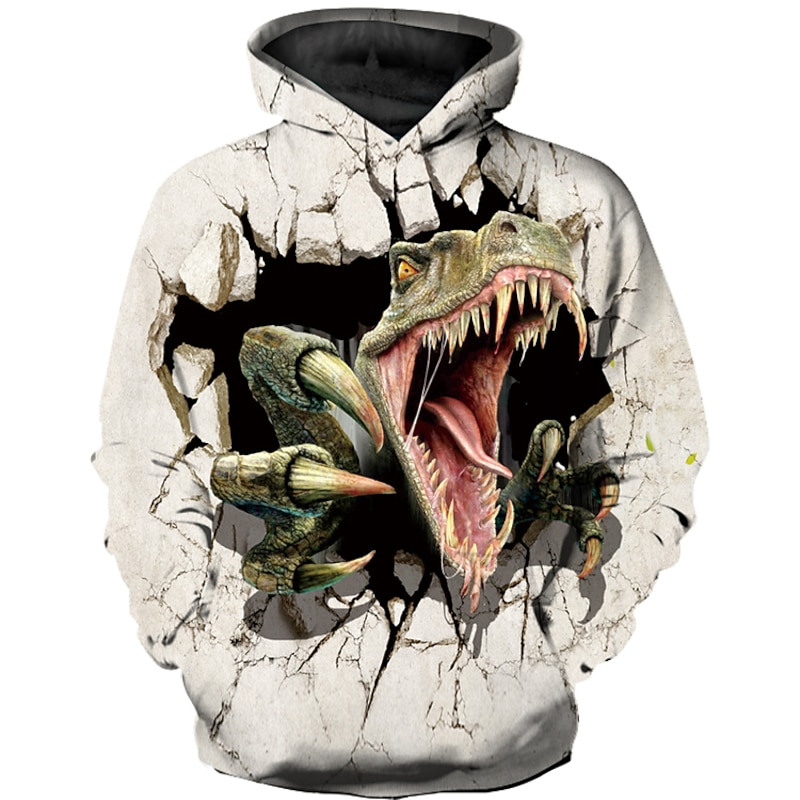 Kids Boys' Hoodie & Sweatshirt Dinosaur Geometric 3D Animal Print Long Sleeve Active Basic White2
