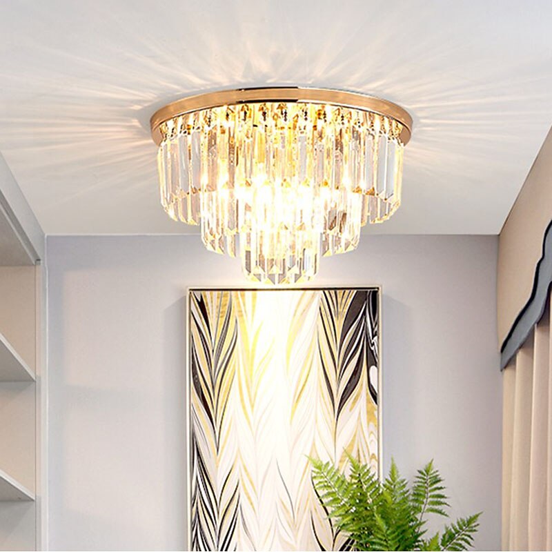 40 cm Flush Mount Ceiling Light Chandelier Luxury Gold Crystal Metal Modern 110-120V 220-240V3