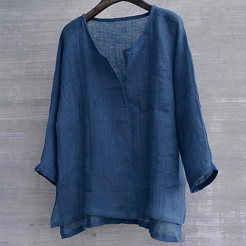 Men's Shirt Linen Shirt Summer Shirt Beach Wear Solid Color Street Hawaiian ArmyGreen Black White Orange Long Sleeve Collar Clothing Apparel