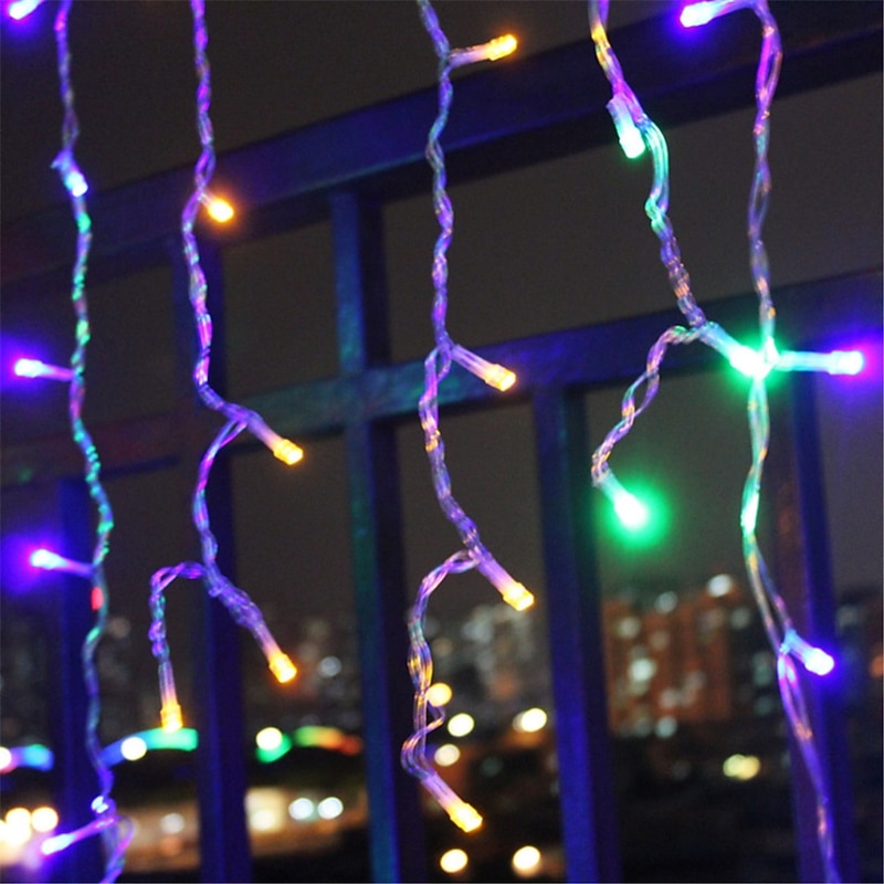 LED String Lights 6Mx3M 600LED 3Mx3M 300LED 4M 96LED Christmas Garland Light Droop LED Curtain Icicle String Lights Garden Mall Eaves Home Christmas Decorating Fairy Lights3