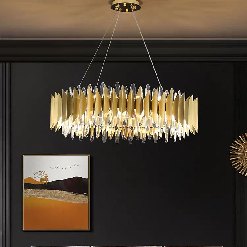 60/80 cm Crystal Chandelier Pendant Light Gold Luxury Modern Island Design Stainless Steel Electroplated 110-120V 220-240V2