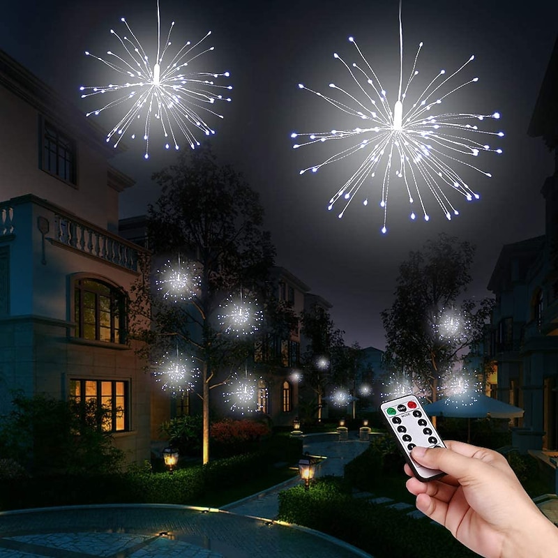LED Starburst Twinkle Lights DIY Outdoor Waterproof Fairy String Lights 8 Modes with Remote Control for Wedding Party Christmas Bedroom Decor 4Packs 2Packs 1Pack3
