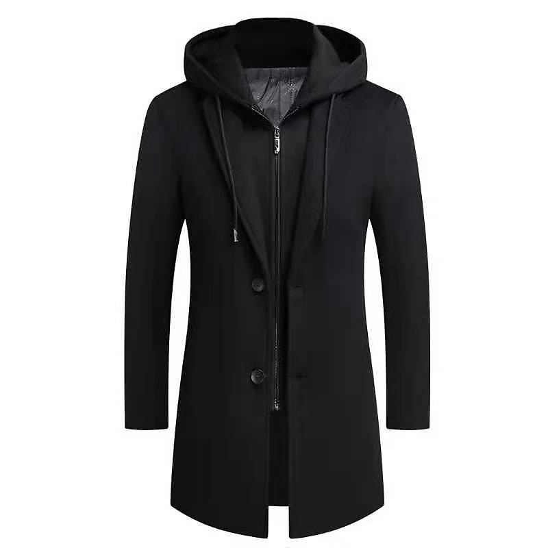 Men's Winter Coat Wool Coat Overcoat Trench Coat Outdoor Street Spring Fall Winter Polyester Thermal Warm Warm Outerwear Clothing Apparel Business Casual Plain Pocket Notch lapel collar Single4