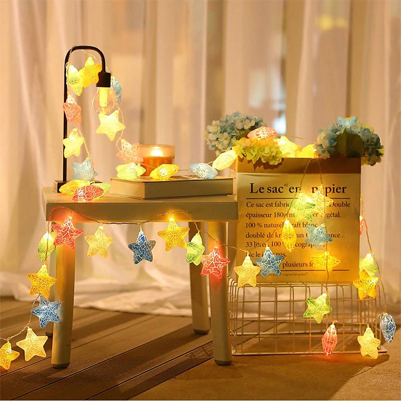 3M 20LEDs Stars Fairy LED String Lights Battery Powered 1.5M 10LEDs Christmas String Lights Wedding Birthday Party Kids Room Decoration Lights2