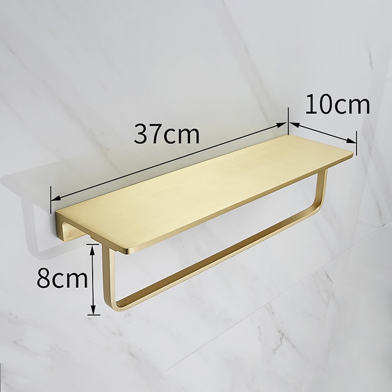 Towel Rack New Design Brass Wall Mounted Multifunction Bathroom Shelf Brushed Golden 1pc4